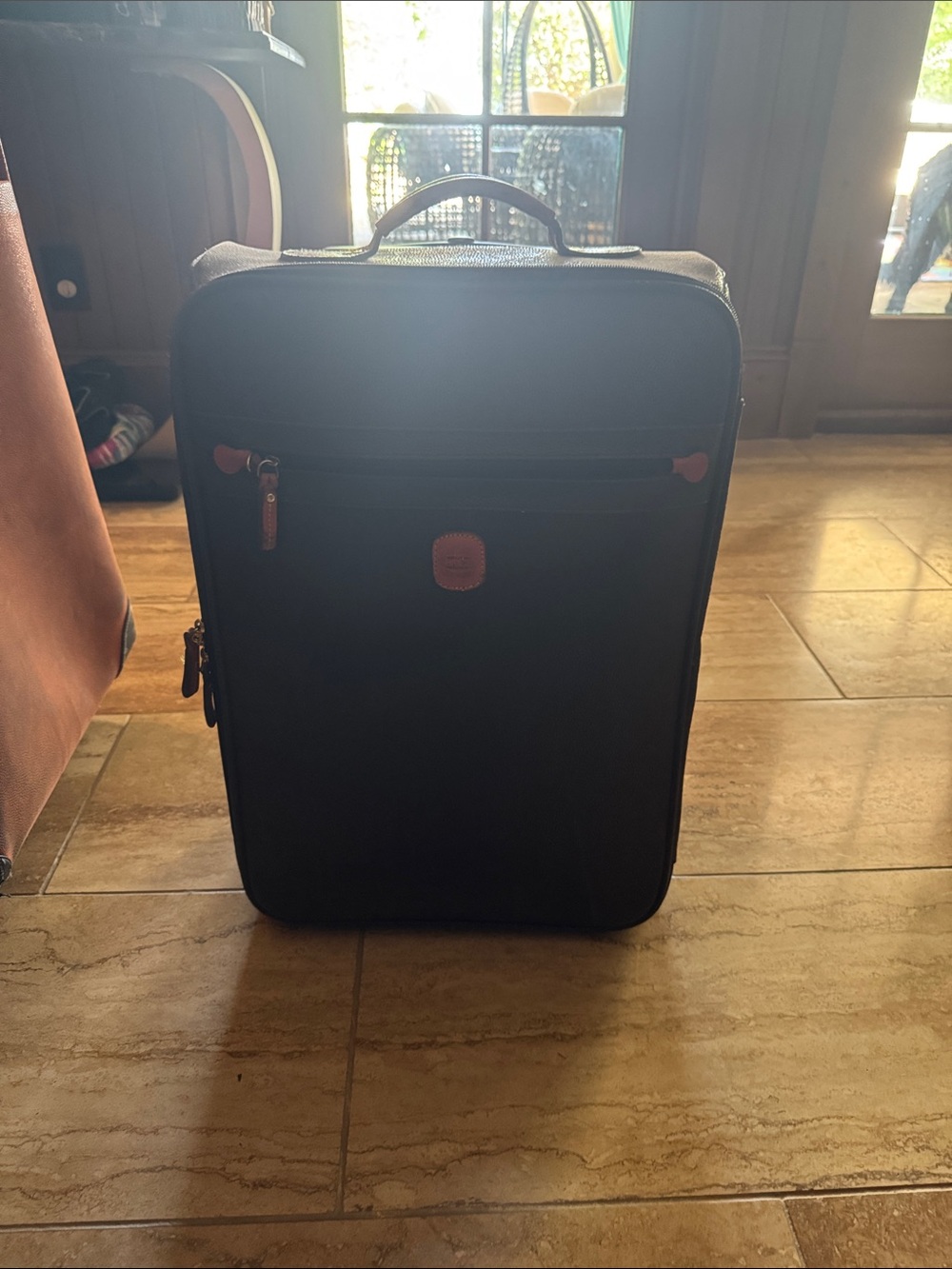 Bric's brown Upright Carry-On with Brown Trim